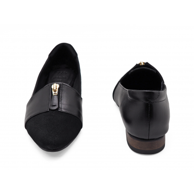 Women Courts Flat HSC-74 Black Suede-Black Nappa